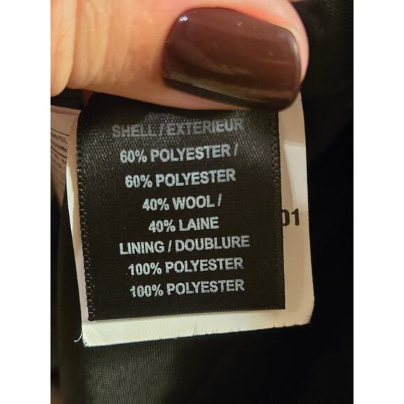 Long Black Women's part Wool coat - Picture 7 of 7